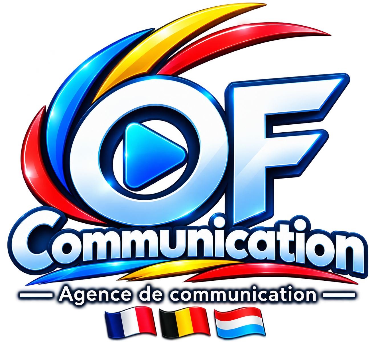 logo 3d of communication tricolore